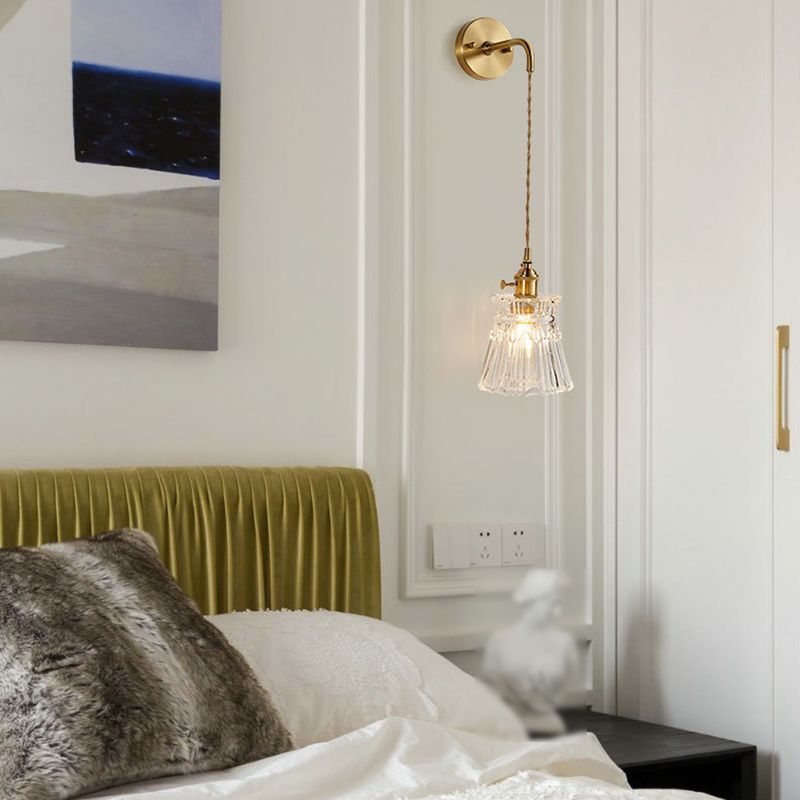 1-Light Wall Sconces Modern Glass Sconce Light Fixture for Bedroom