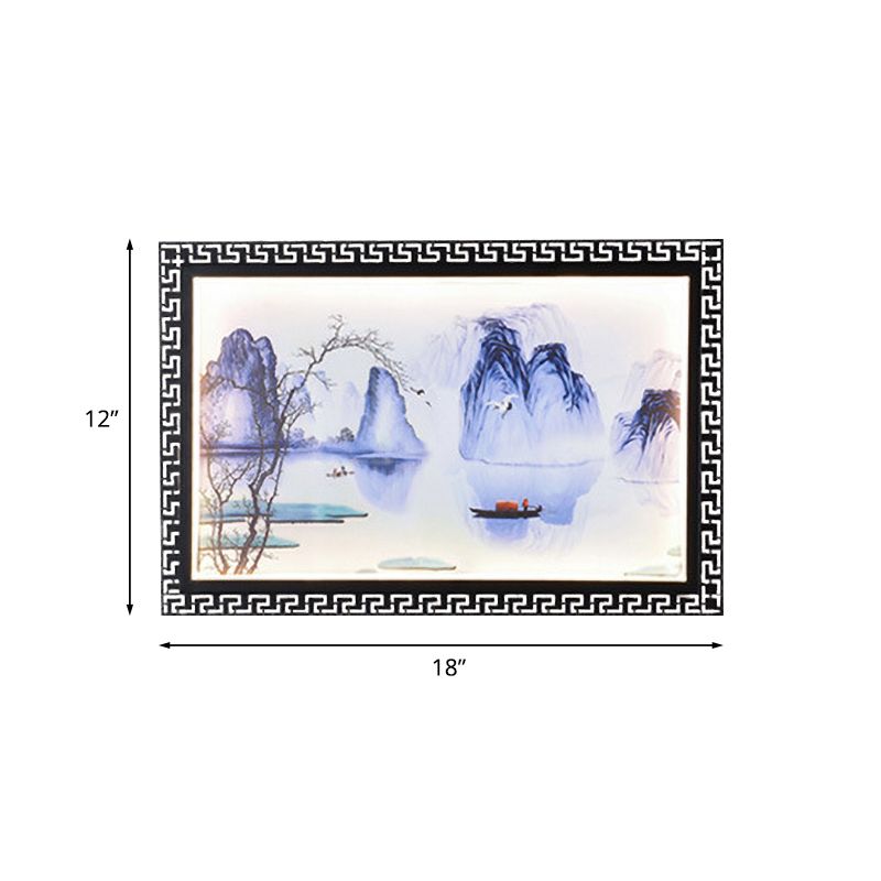 Scène de montagne bleu foncé éclairage mural Asie LED TABLE MUR MURME MURD POUR RAMANDE FAMILLE