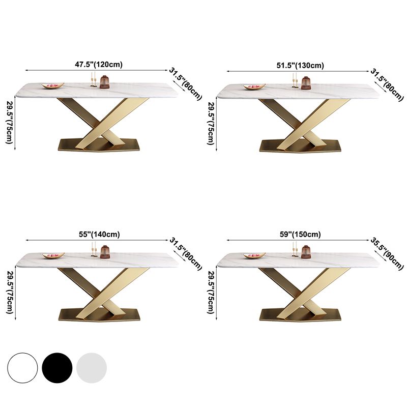 Witte eettafel van gesinterde steen Eenvoud Sokkeltafel voor eetkamer