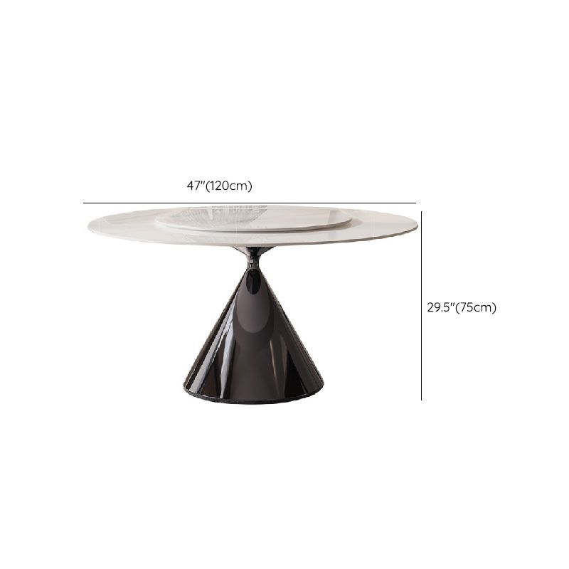 Modern Round Dining Table Stone Dining Table with Metal Pedestal