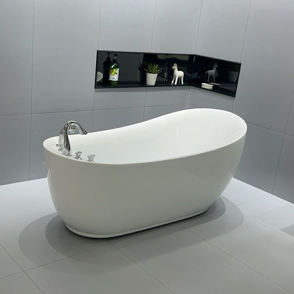 Acrylic Soaking Bathtub White Freestanding Bath for Bathroom