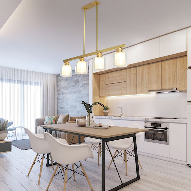 Minimalistisch cilinder eiland verlichtingsarmatuur glazen eetkamer eiland plafondlicht in goud