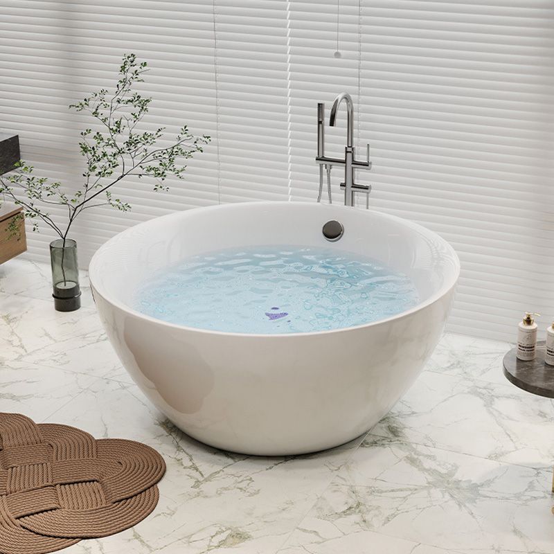 Modern Stand Alone Bathtub with Center Drain Acrylic Bath Tub