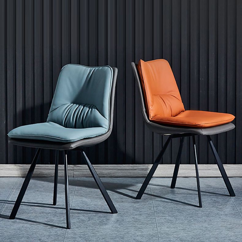 Contemporary Style Dining Chair Armless Side Chair with Metal Legs