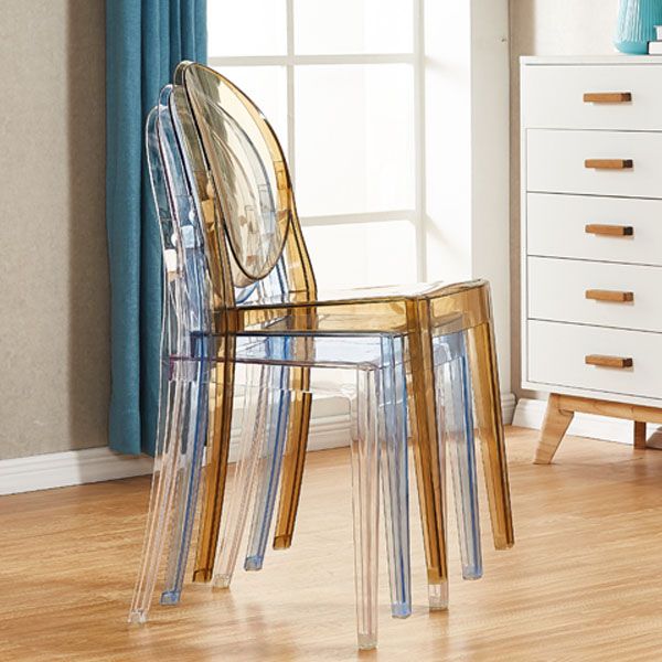 Silla lateral de plástico moderna con acabado mate, silla de comedor con respaldo abierto