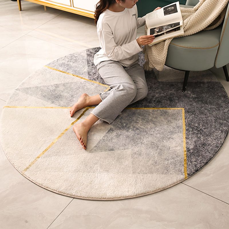 Simple Bedroom Rug Multi Colored Geometric Print Area Rug Synthetics Anti-Slip Backing Easy Care Washable Carpet