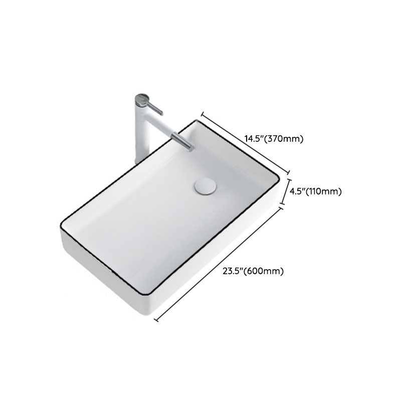 Rectangular Bathroom Sink Porcelain Trough Bathroom Sink(Not Included Faucets)