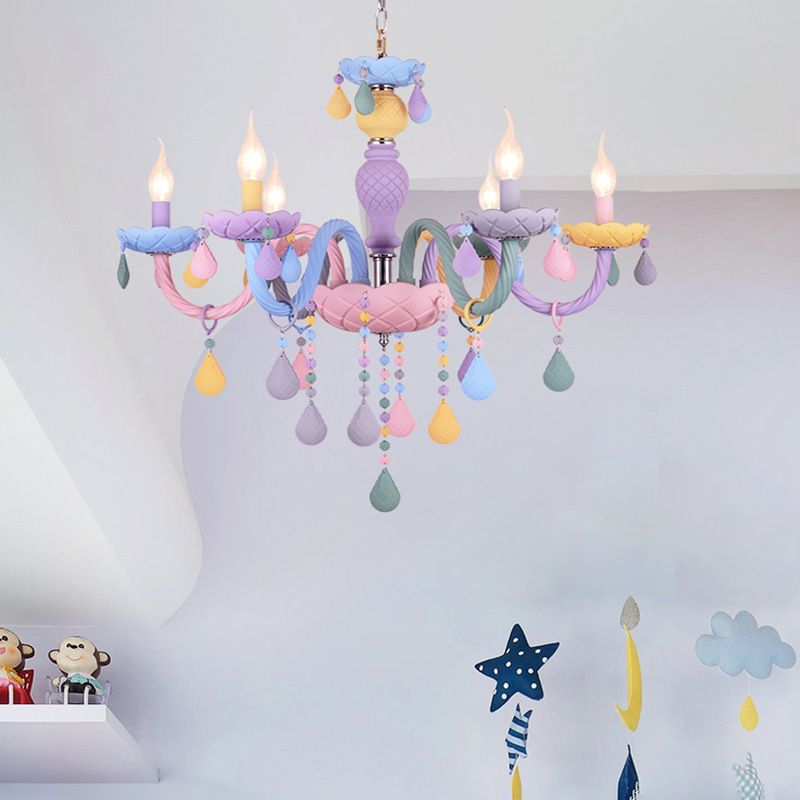 Veelkleurige kaarsenvormige kroonluchter lichte meid slaapkamer macaron verlichting hanger