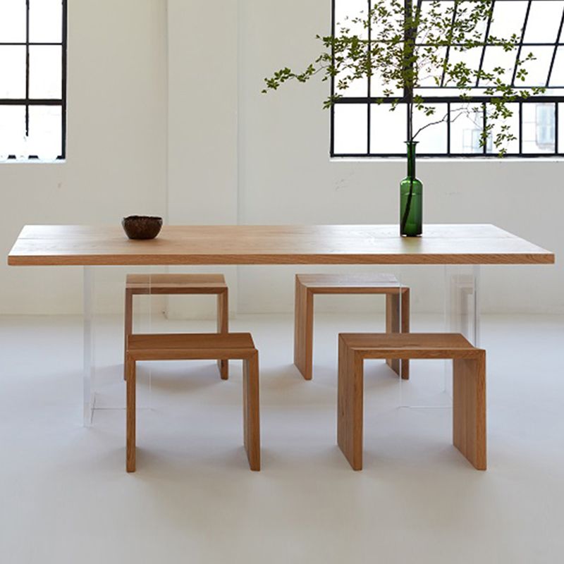 Double Pedestal Dining Table Simple Style Pine Solid Wood Dining Site Table