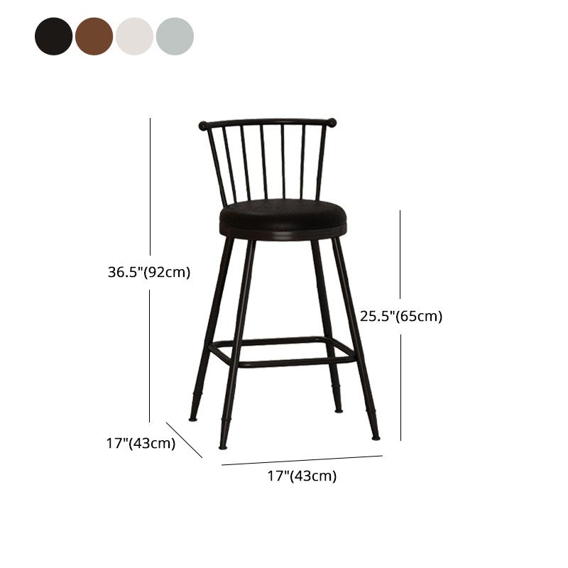 Industrial Armless Backrest Counter Stool Steel Bar Stool with Leather Cushion