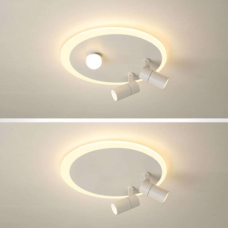 Plafonnier en fer moderne encastré rond avec 2 spots