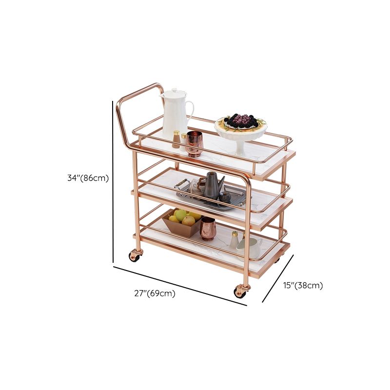 Modern Home Dining Prep Table Rolling Metal Open Storage Prep Table