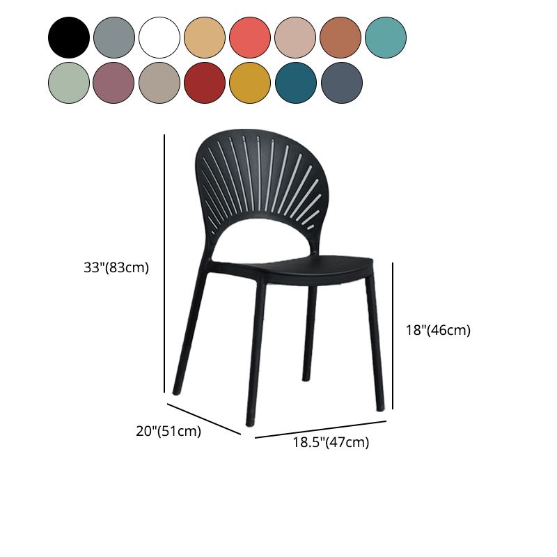 Scandinavian Plastic Armless Chair Kitchen Dining Room Open Back Chair