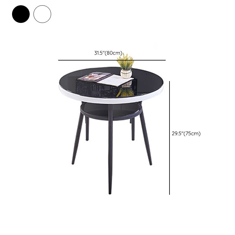 Modern Round Glass Desktop Storable Dining Table for Dining Room