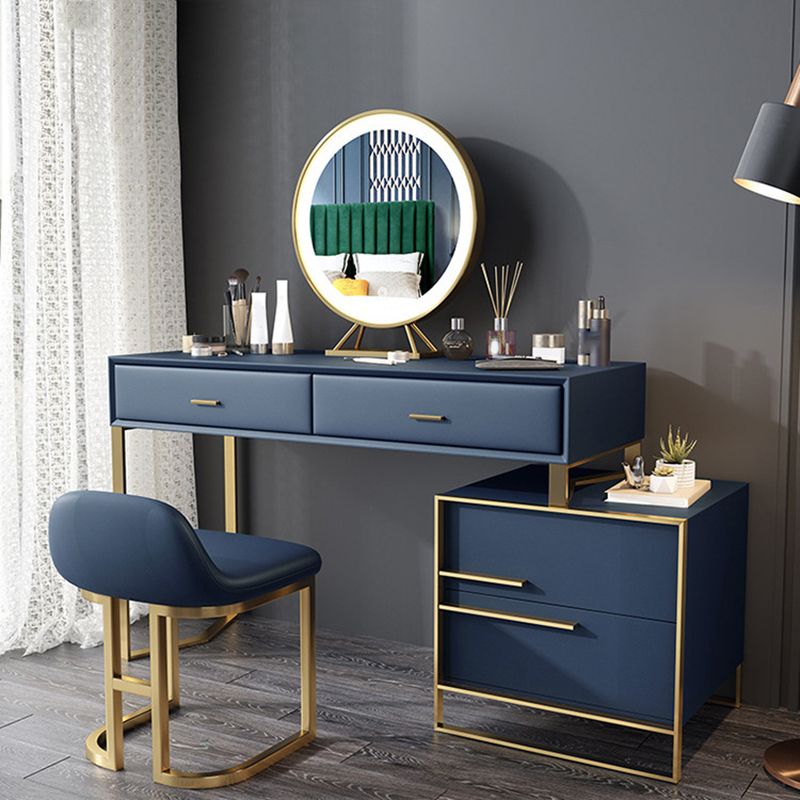 Glam Make-up Vanity Faux Leather Mirror Bedroom Makeup Vanity Set
