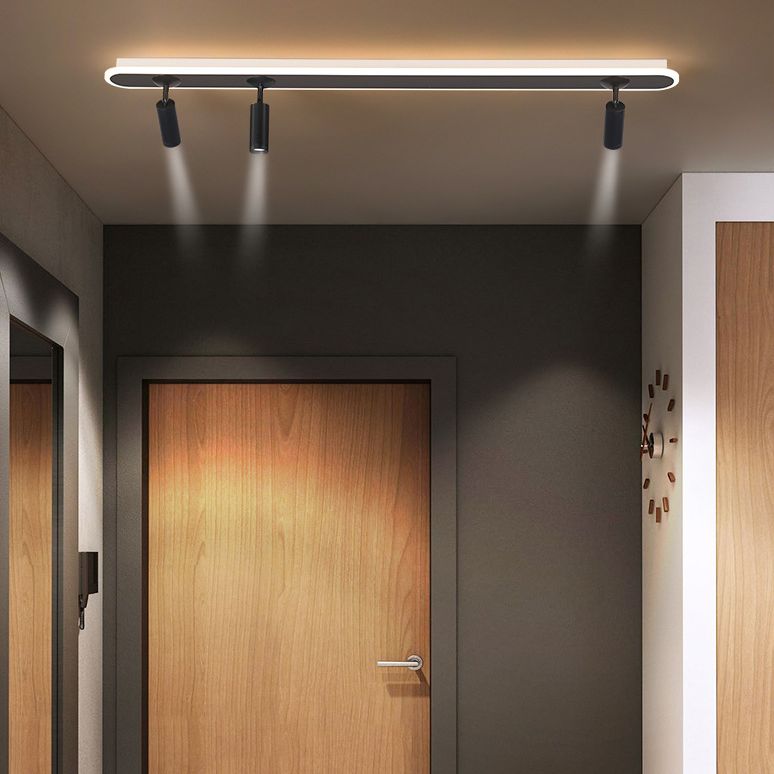 El semi - integrado LED de barra ovalada está instalado en la lámpara de pantalla de acrílico interior de la lámpara de aluminio creativa moderna.