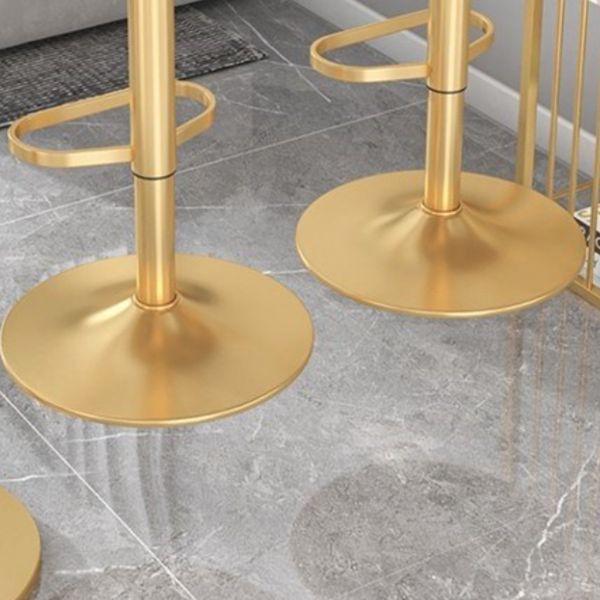 Glam Liftable Backrest Counter Stool Iron Cafe Bar Stool with Velvet Cushion and Pedal