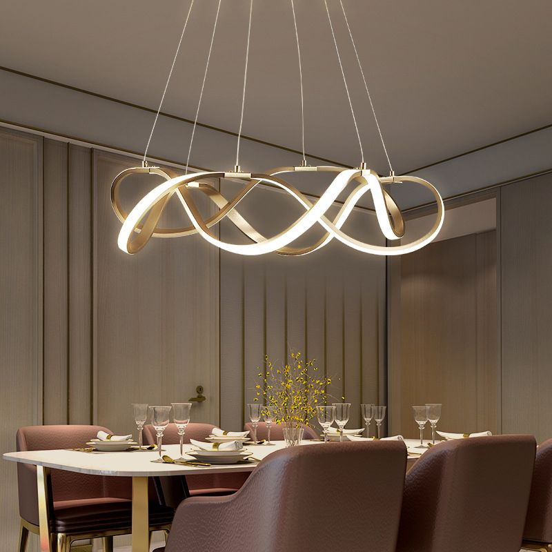 Postmodern Minimalist Twisting Chandelier Lamp Acrylic Hanging Pendant Lights for Restaurant