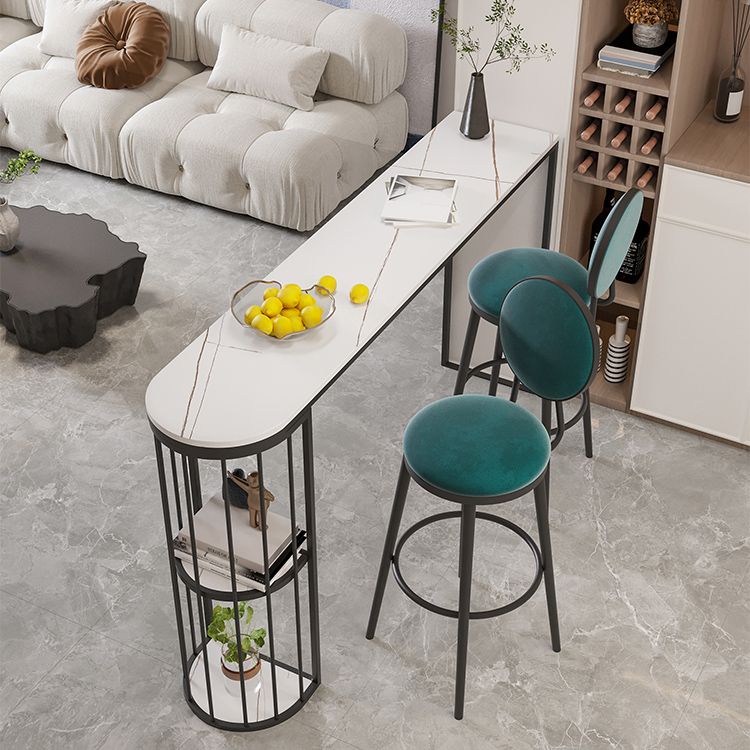 1/3/5 Pieces Industrial Iron Bistro Set White Stone Top Bar Table Set with Shelf