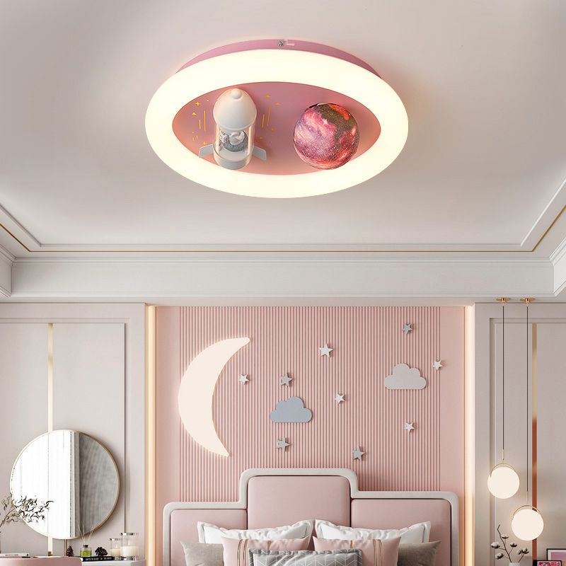 Cartoon métallique rond encastré LED lampe unique Chambre d'enfants encastré luminaire