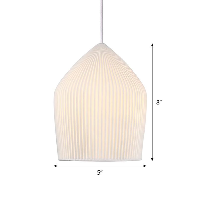 Simple Single Suspension Pendant Light Prismatic Glass White Cloche Hanging Lamp Kit