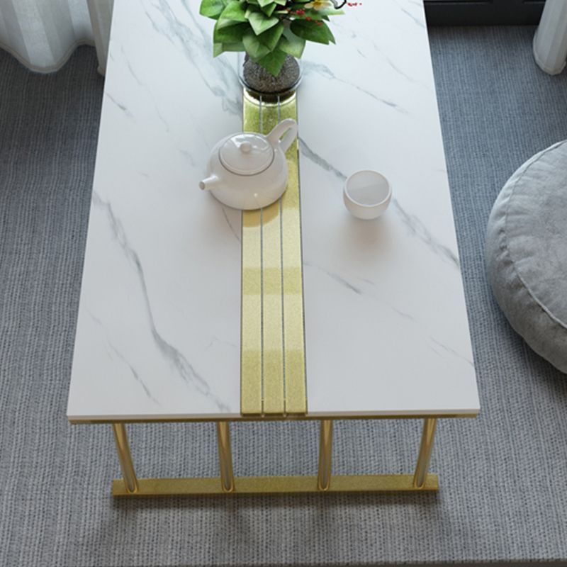 Glam 11.8" H Rectangle Slate Coffee Table Steel Sled Cocktail Table