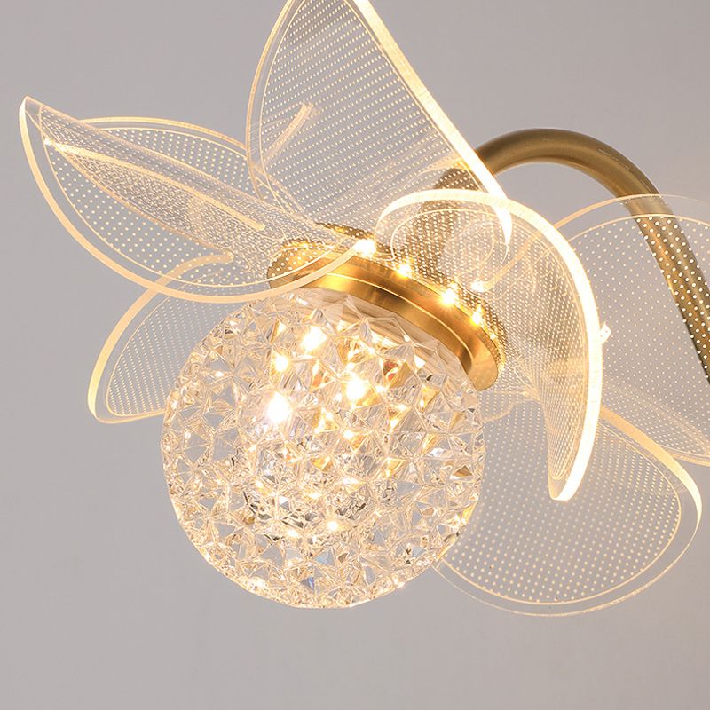 Contemporary Wall Sconce Flower Wall Light Fixture with Acrylic and Metal for Bedroom