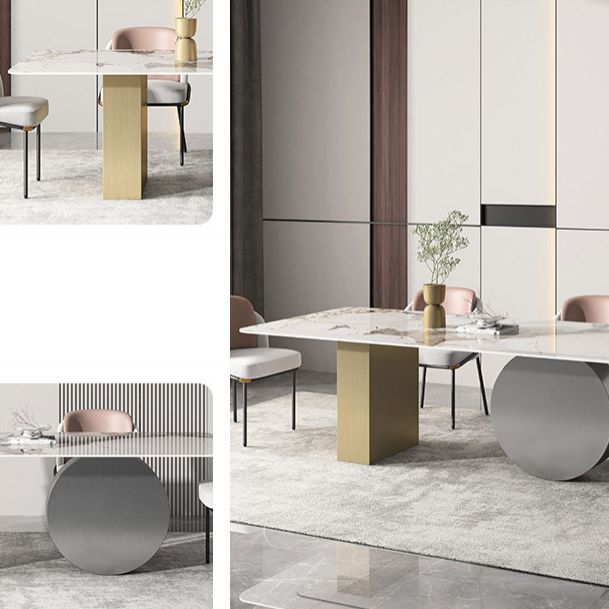 Sintered Stone Minimalist Dining Room Set with Rectangle Table and Metal Base Table Furniture