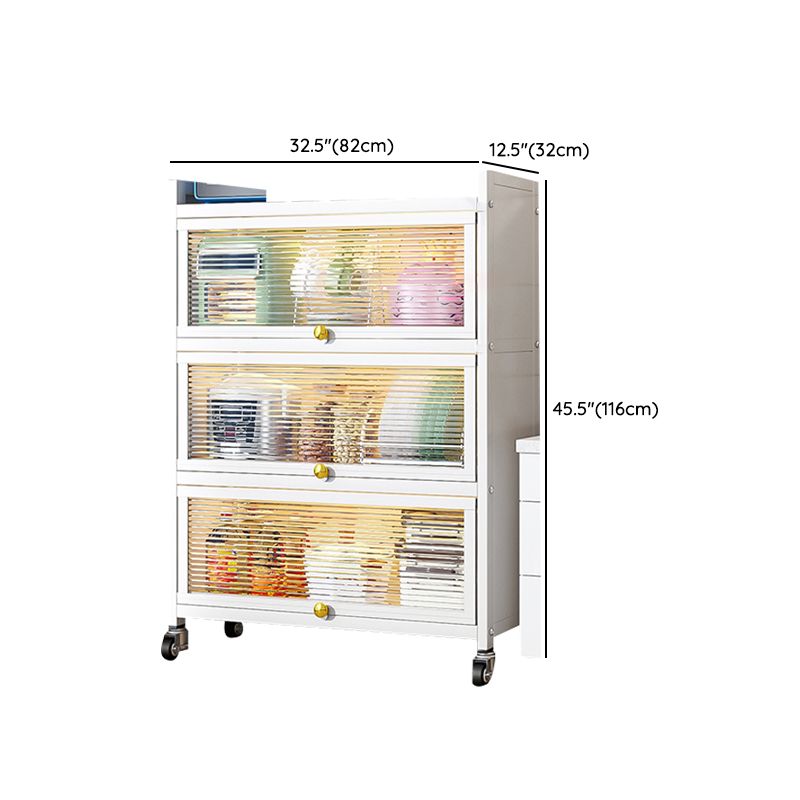 white Metallic Buffet Sideboard 12.6-inch wide Dining Server with wheels