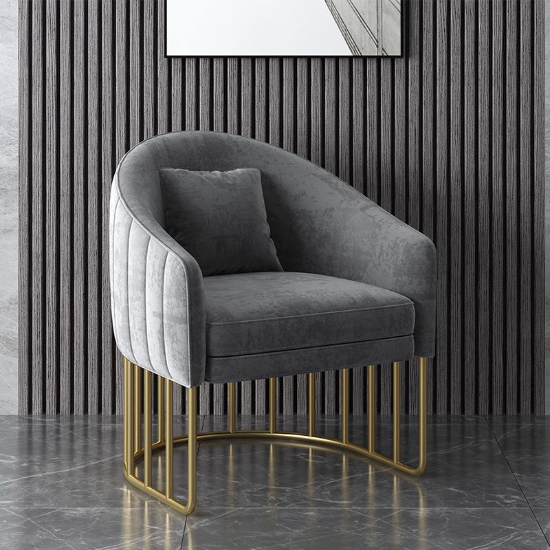 Velvet Barrel Accent Chair 27.55" Wide Arms Included Chair with Golden Legs
