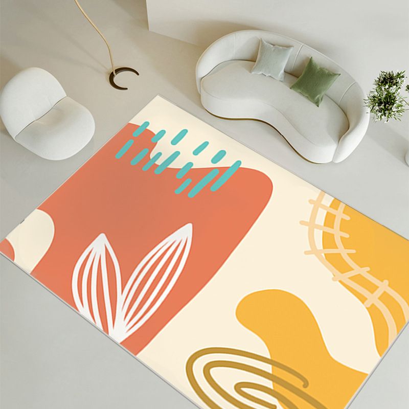 Nordic Modern Rug Polyester Color Block Rug Tear Resistant Rug for Living Room