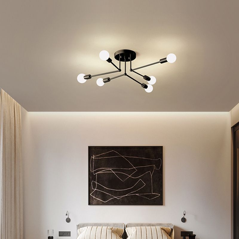 Zeitgenössische Sputnik Semi Flush Mount Glas Wohnzimmer Deckenmontage Leuchte Leuchte