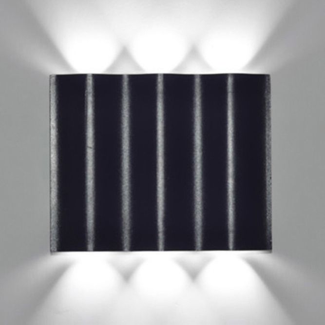 Disparo de pared de porche de 1/2/3 de luces con lámpara de lavadora de pared de metal de diseño ondulado con iluminación cálida/blanca