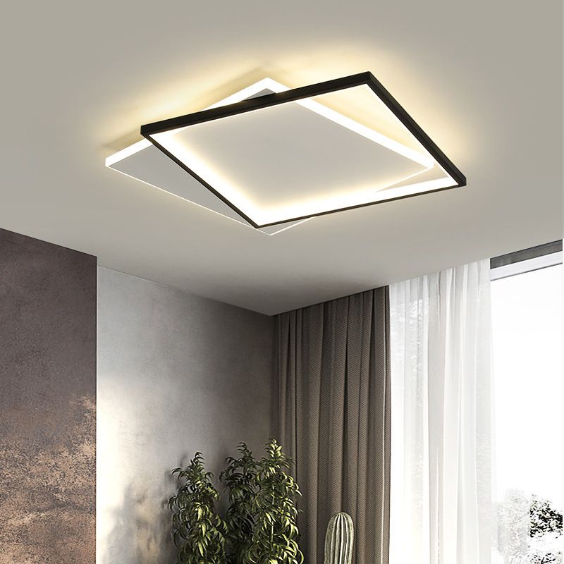 Iluminación de techo LED negra acrílica Simplicity de montaje empotrado doble redondo/cuadrado/rectangular en luz cálida/blanca