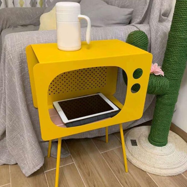 Medieval Modern Style Rectangular Metal Table Can Store 4 Legs Side Table
