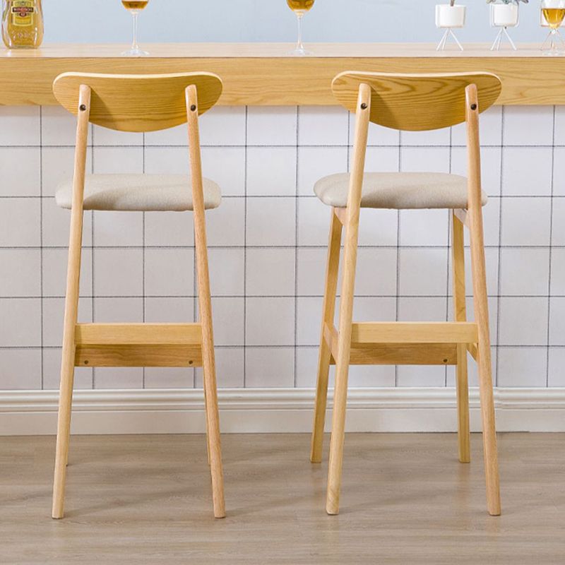 Low Back Dining Stool Rubberwood Armless Bar Stool with Wood Base