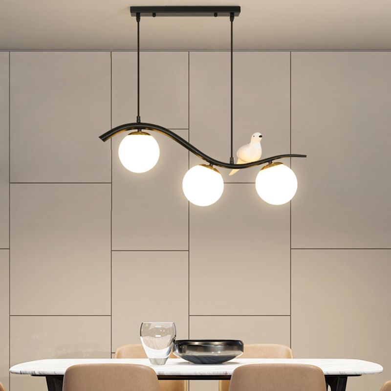Industrial Black Kitchen Island Lighting Glass Shaded Ceiling Light for Home