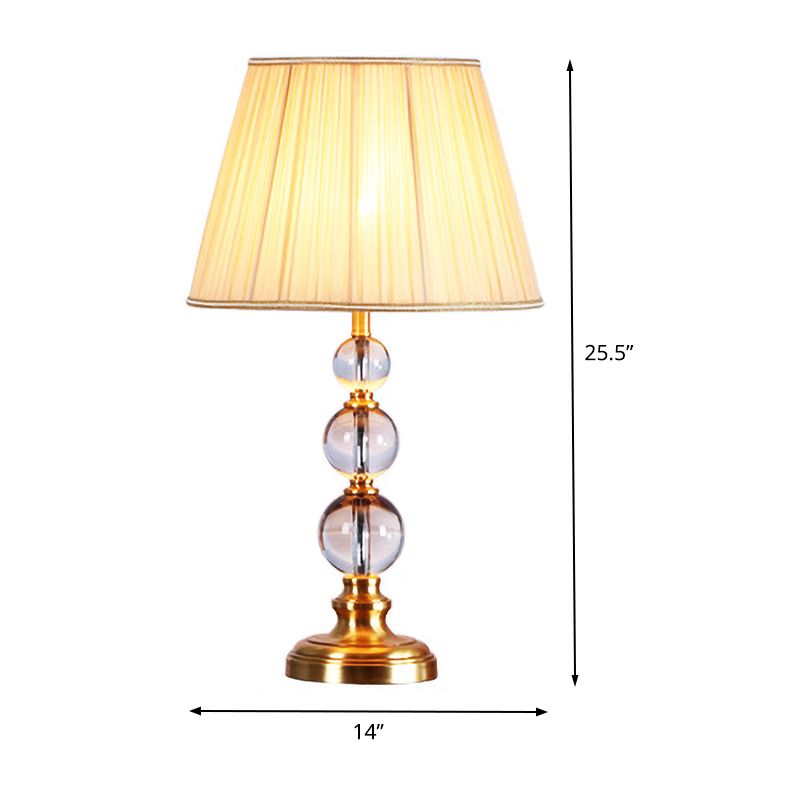 1 Kopf kugelförmiger Stofftisch Licht modernistische klare Kristall kleine Schreibtischlampe in Beige