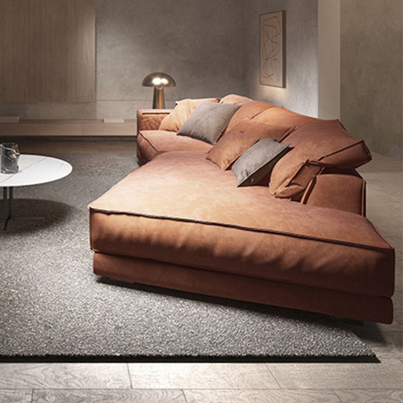 Scandinavian Square Arm Sectional with Pillow Back for Apartment