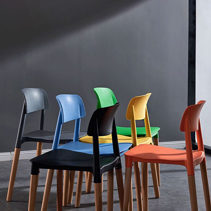 Scandinavian Wood Restaurant Side Chair Open Back Matte Finish Dining Chair