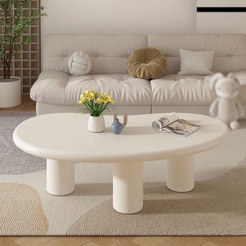 Modern Irregular Coffee Table 3 Legs Cocktail Table Set in White