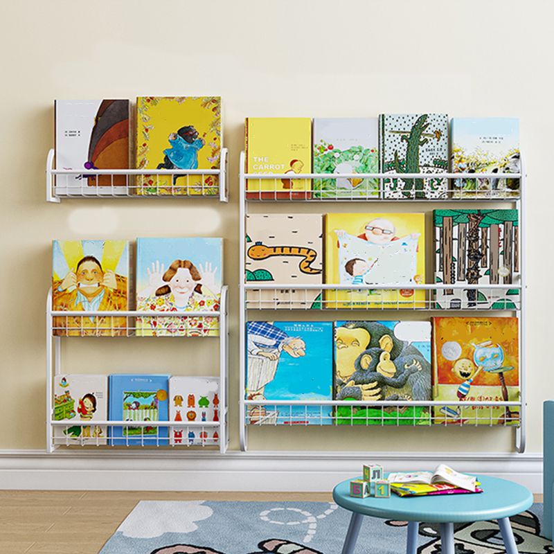 Modern Style Metal Bookshelf Wall Mounted Bookcase for Bedroom