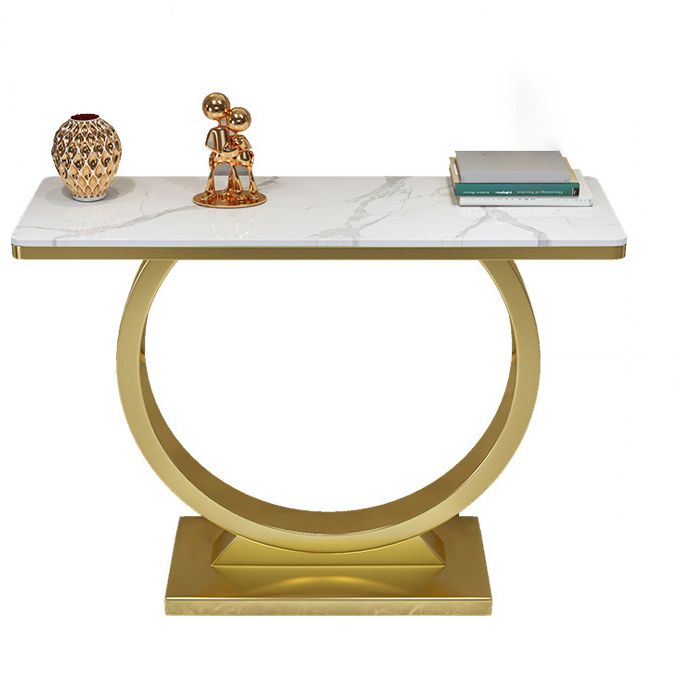 Glam Stone Console Sofa Table Rectangle Console Accent Table for Hall