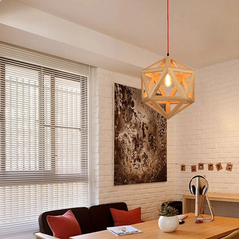 Cage en bois pendant éclairage