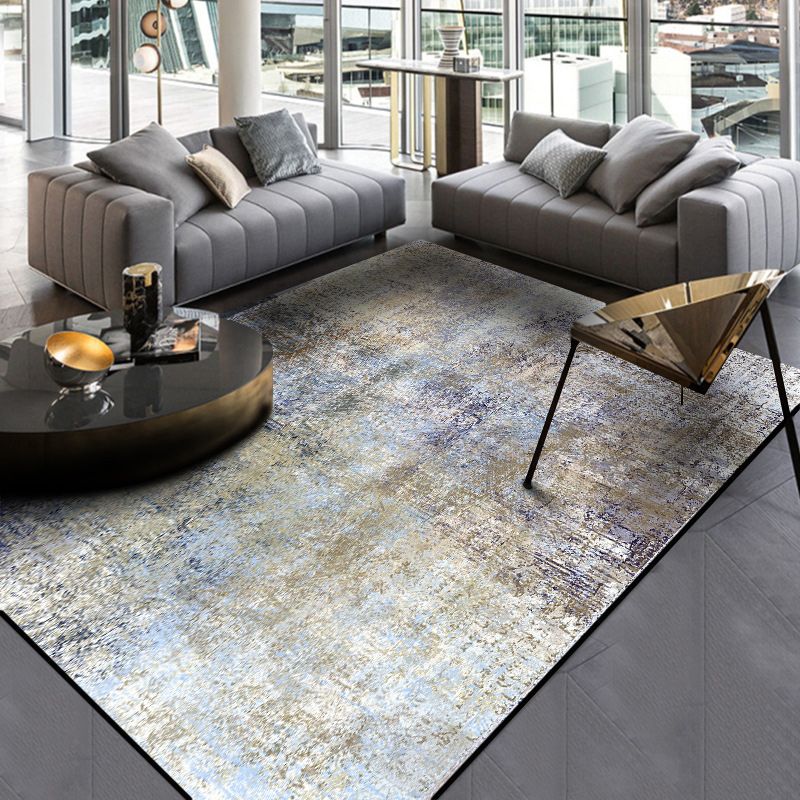 Tapis industriel en or et gris polyester tapis de support sans glissement lavable pour le salon