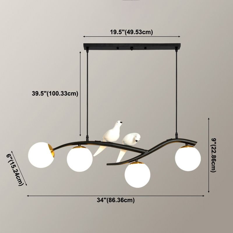 Modern Creative Globe Isola Light Iron Iron Firmine a 4 luci a 4 luci con tonalità di vetro