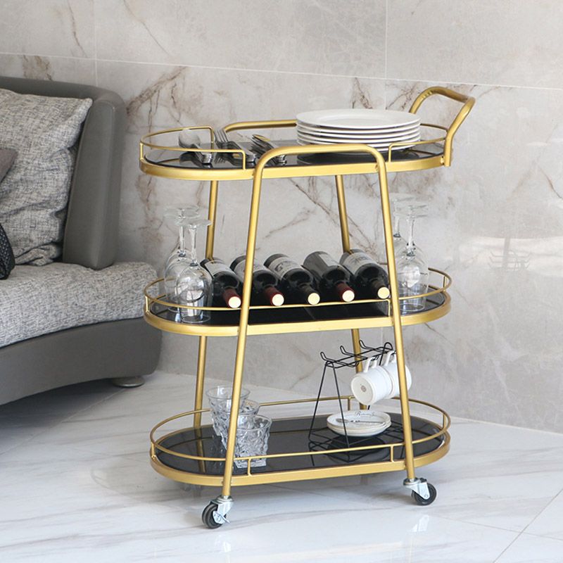 Modern Rolling Kitchen Trolley Glass Open Storage Prep Table