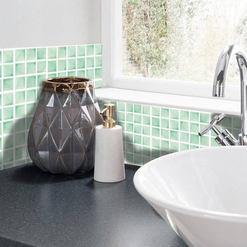 Green Checkered Wallpaper Panels 50 Pcs Peel and Stick Wall Covering for Accent Wall