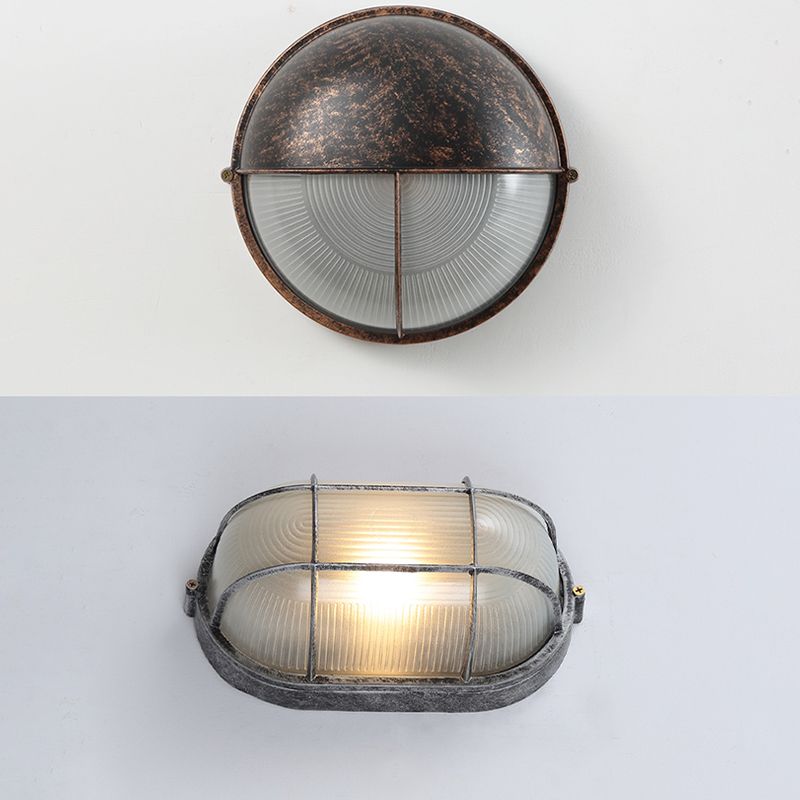 Industrial Metal Wall Sconce Geometric Shape Wall Light with Glass Shade for Living Room