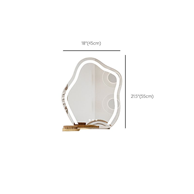 Cream Pine Wood Vanity Make up Table Set with Stool and Mirror